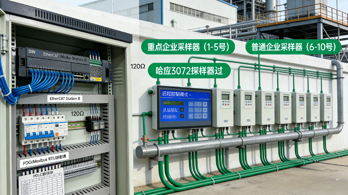 Modbus RTU转EtherCAT协议转换网关：实现崂应3072采样器与倍福 PLC 环保监测数据互通(图3)