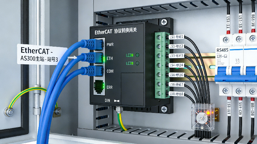 EtherCAT转Modbus RTU协议转换网关实现台达 EtherCAT 控制器与堆垛机限位开关通讯互联(图5)