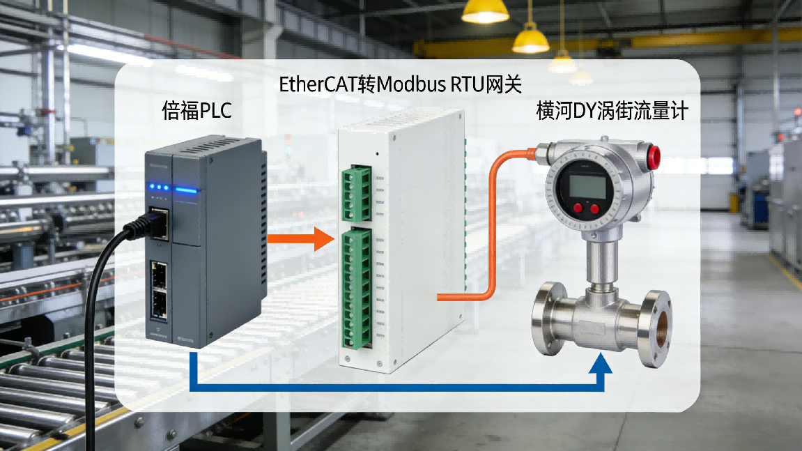 EtherCAT转Modbus RTU网关赋能电力能源：倍福PLC与横河DY涡街流量计通讯案例(图2)