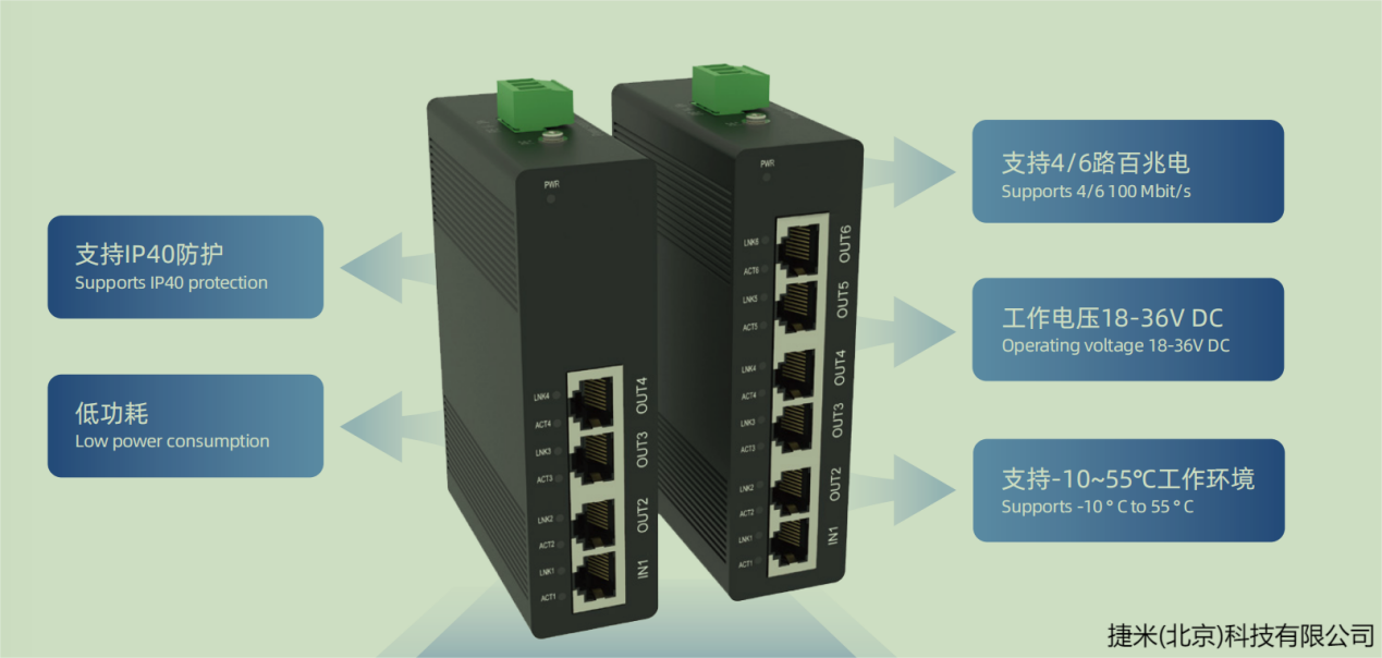 工业级EtherCAT分支器：JM-ECAT-HUB03-06 系列百兆通讯扩展方案(图3)