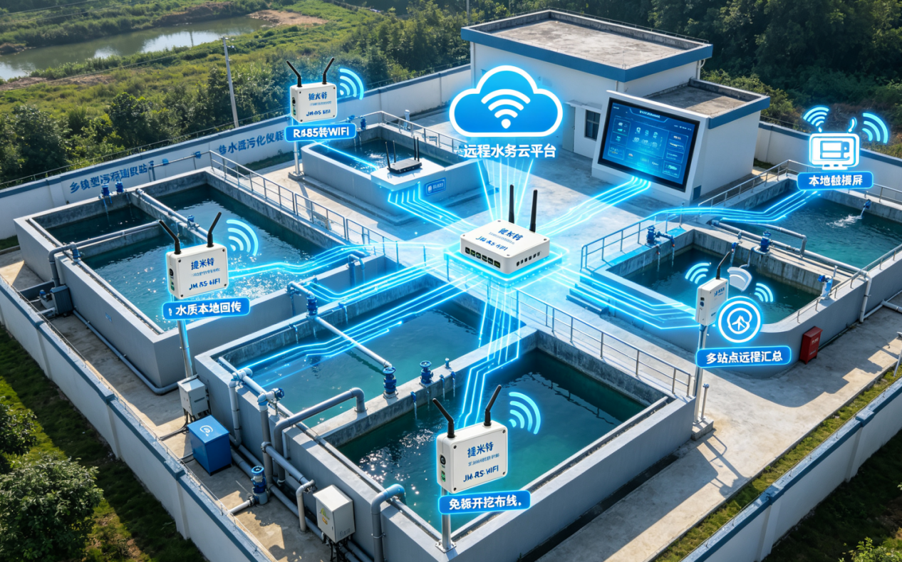 捷米特JM-RS-WIFI数传模块小型污水处理站仪表无线数据回传应用案例(图4)